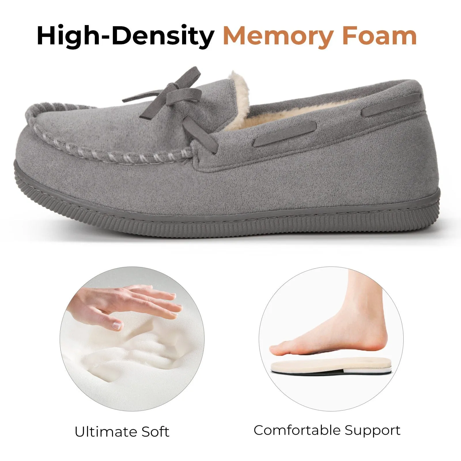 Women's Moccasin Slippers Warm Fluffy Memory Foam House Shoes