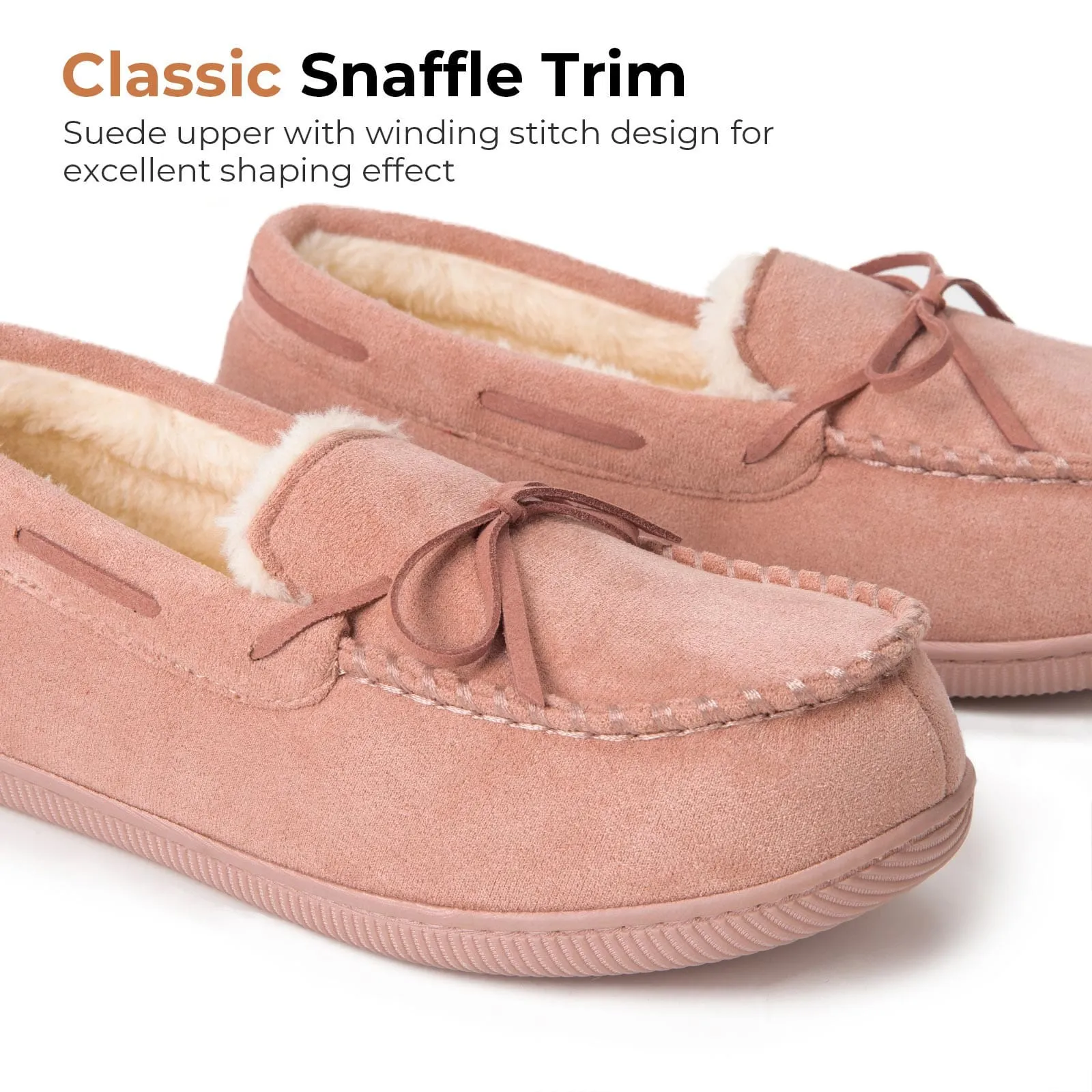 Women's Moccasin Slippers Warm Fluffy Memory Foam House Shoes