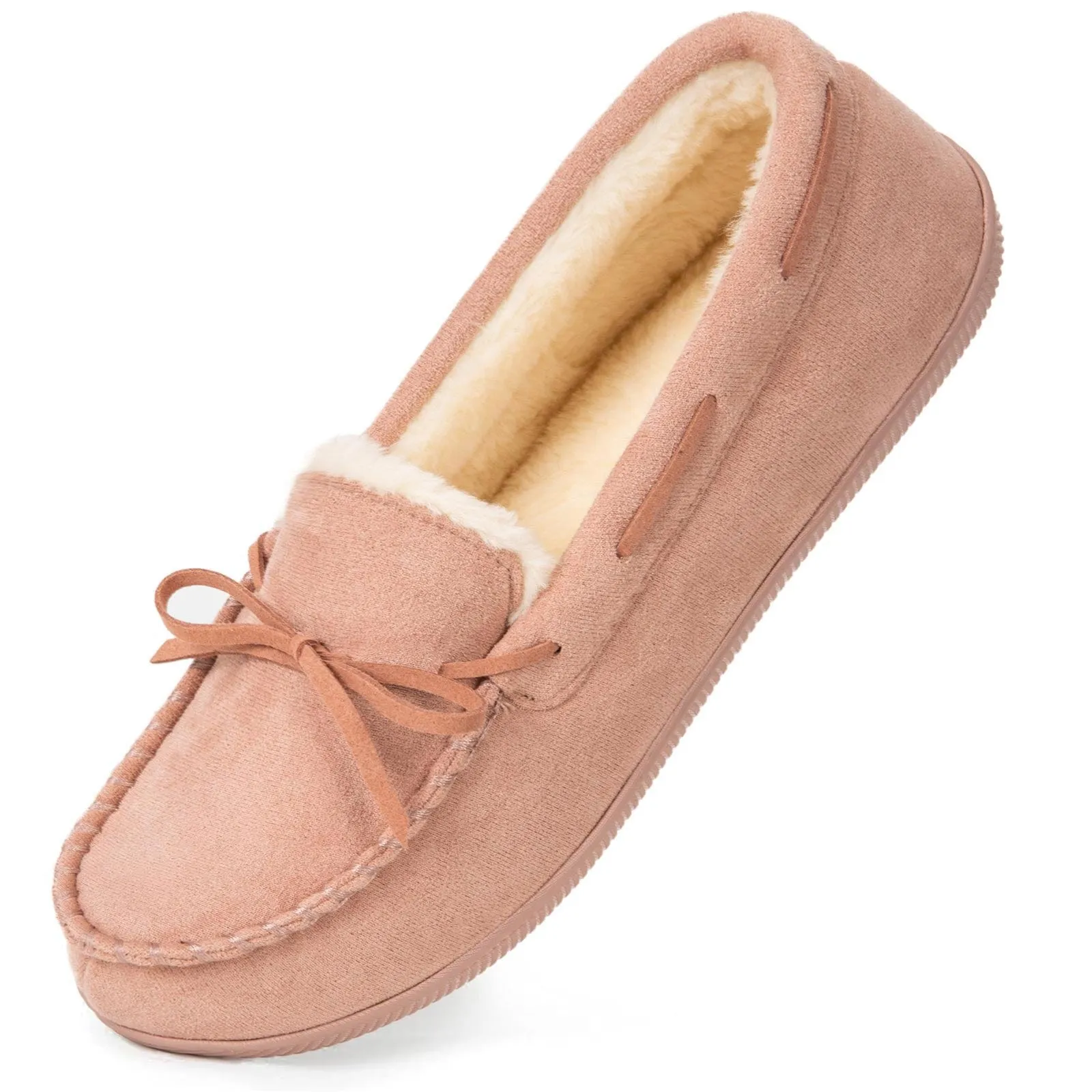 Women's Moccasin Slippers Warm Fluffy Memory Foam House Shoes