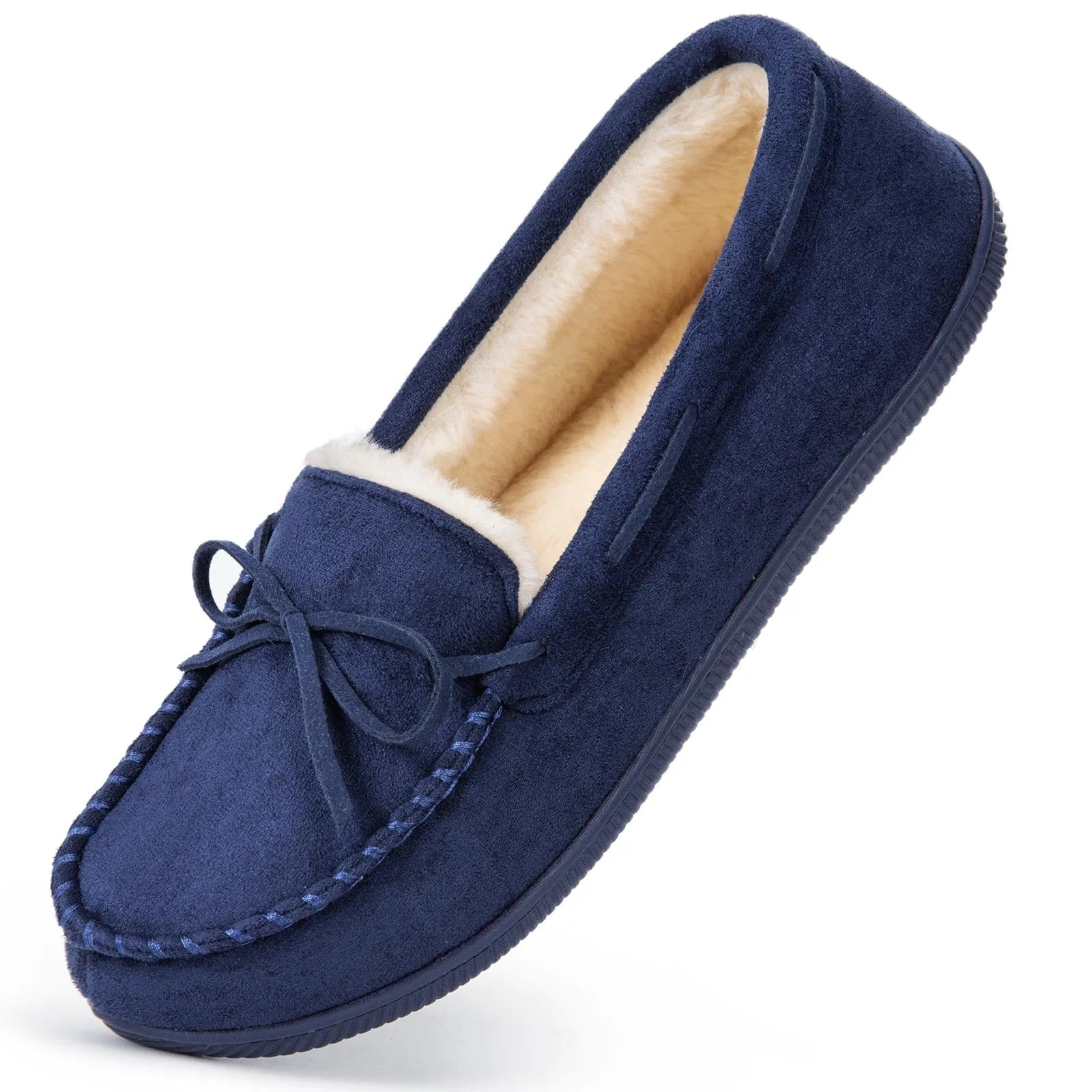 Women's Moccasin Slippers Warm Fluffy Memory Foam House Shoes