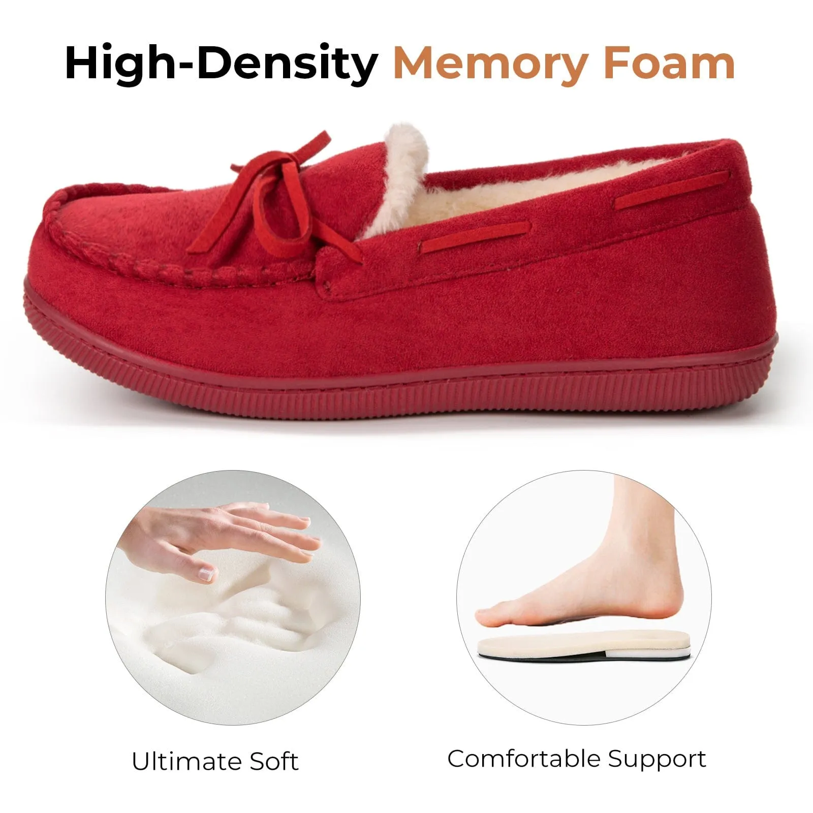 Women's Moccasin Slippers Warm Fluffy Memory Foam House Shoes