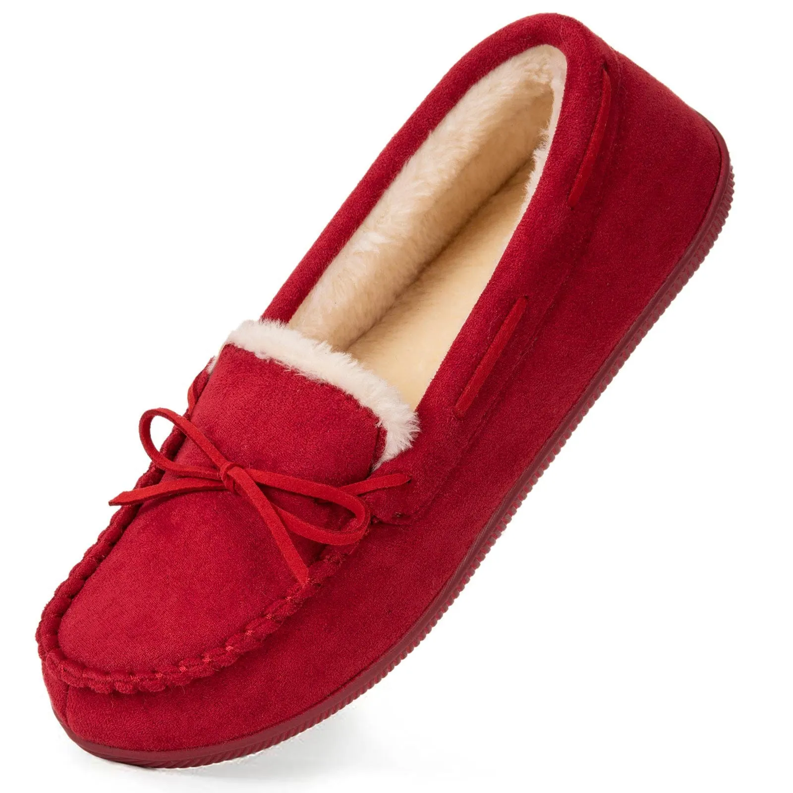 Women's Moccasin Slippers Warm Fluffy Memory Foam House Shoes