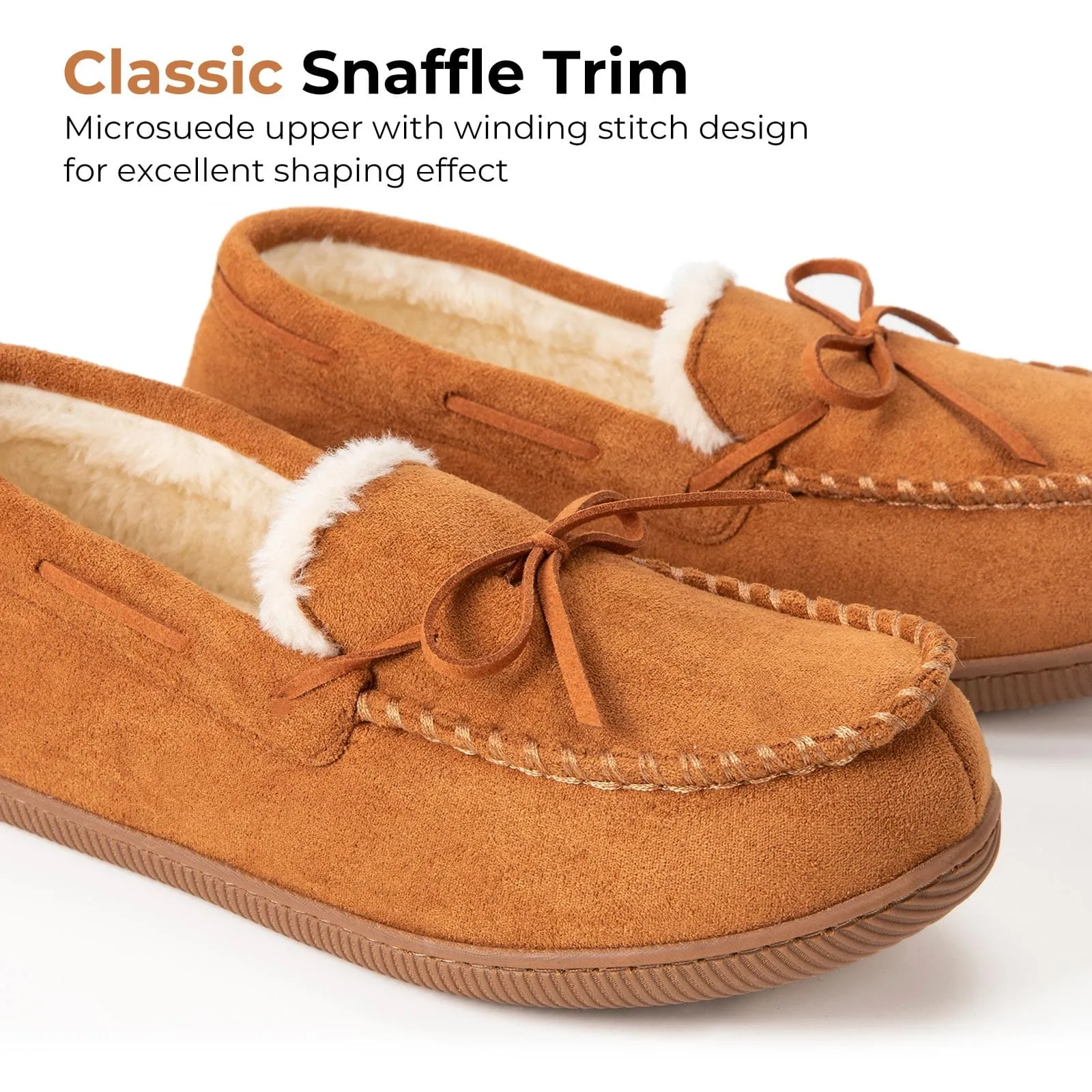 Women's Moccasin Slippers Warm Fluffy Memory Foam House Shoes