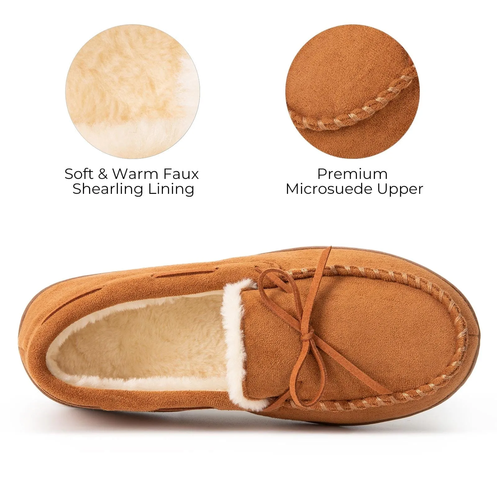 Women's Moccasin Slippers Warm Fluffy Memory Foam House Shoes