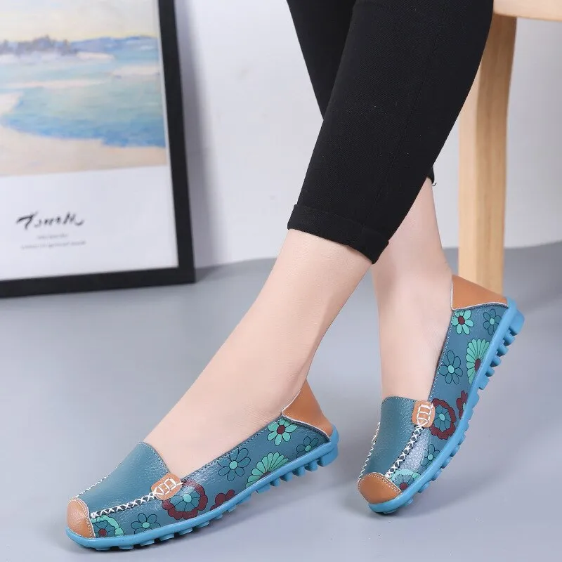 xiangtuibao  Genuine Leather Shoes Woman Fashion Summer Slip on Shoes for Women Comfortable Footwear Flats Casual Loafers Women Large Size 44